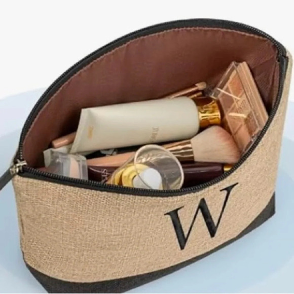 Women Beach Bag with letter A with Makeup Bag Travel Essential - Picture 9 of 9